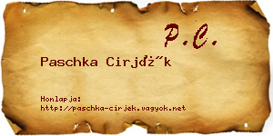 Paschka Cirjék névjegykártya